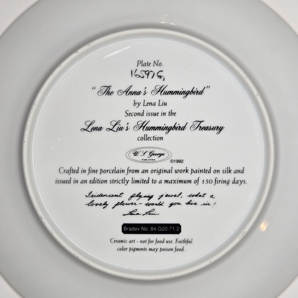 Floral Hummingbird Dinner Plate - Picture 6 of 8